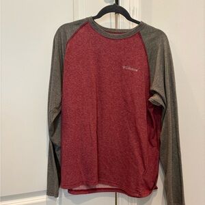 Columbia Burgundy and Charcoal Long Sleeve Shirt